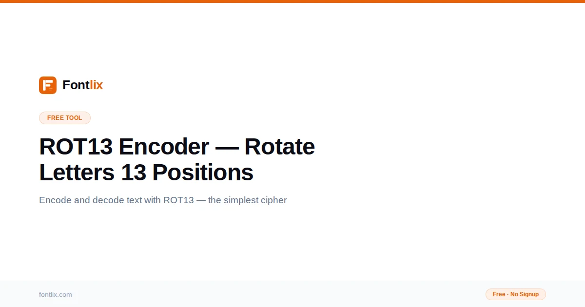 ROT13 Encoder — Shift Letters by 13 Positions | Fontlix